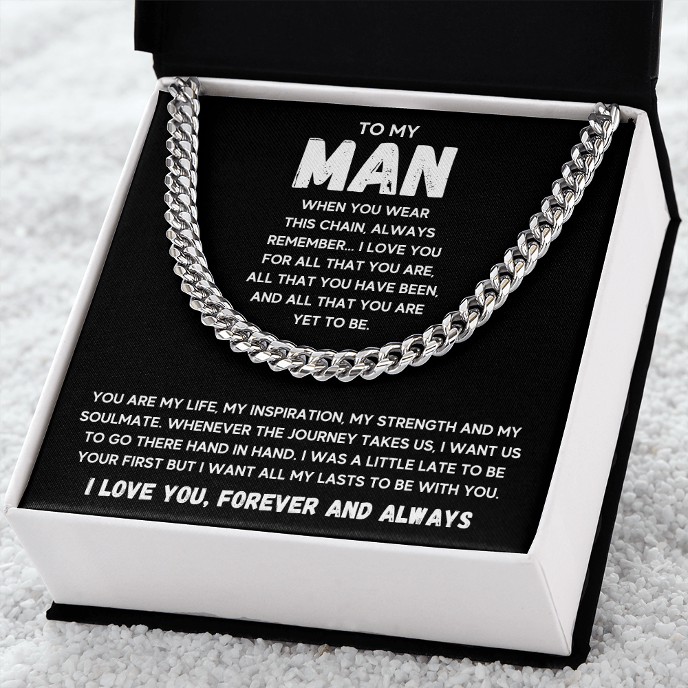 To my man cuban chain necklace for him, birthday gifts for boyfriend husband,to my husband gifts, to my boyfriend gifts - ON CLOUD NINE GIFTS