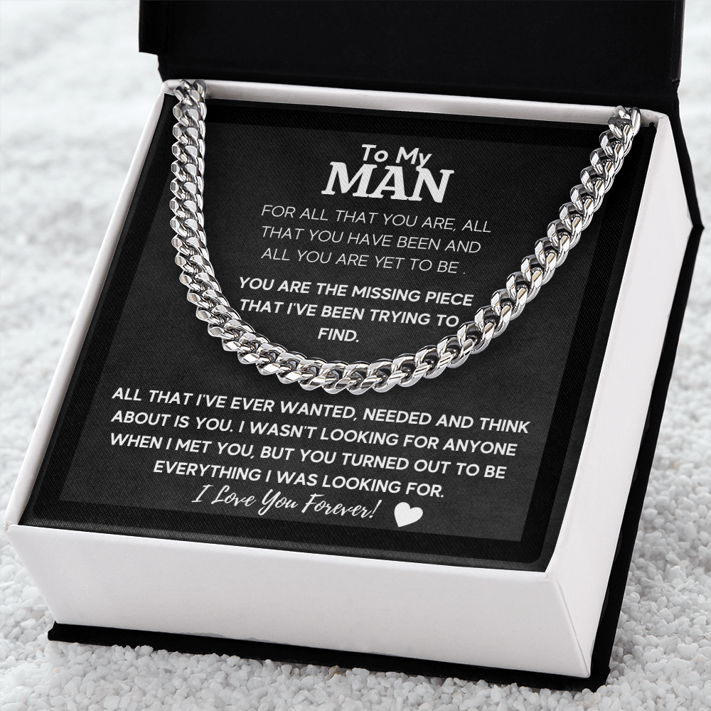 To my man cuban link chain necklace for him, birthday gifts for boyfriend husband,to my husband gifts, to my boyfriend gifts - ON CLOUD NINE GIFTS