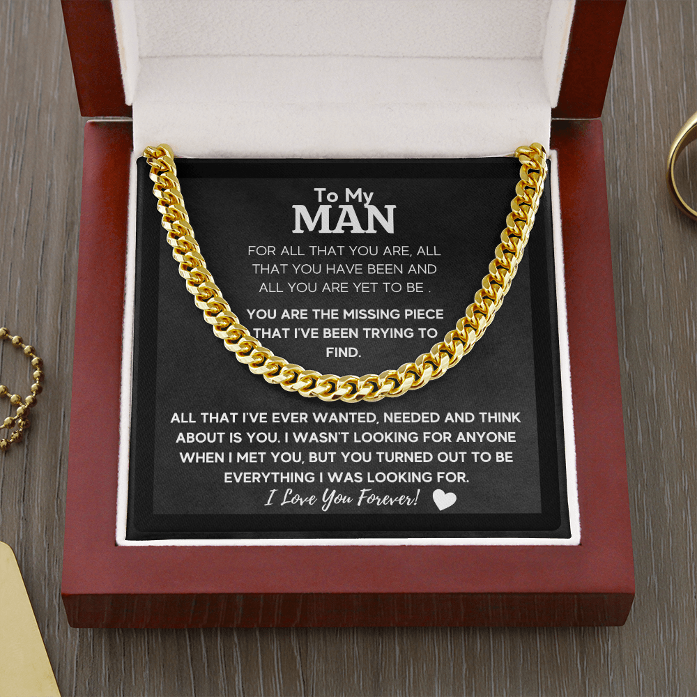 To my man cuban link chain necklace for him, birthday gifts for boyfriend husband,to my husband gifts, to my boyfriend gifts - ON CLOUD NINE GIFTS