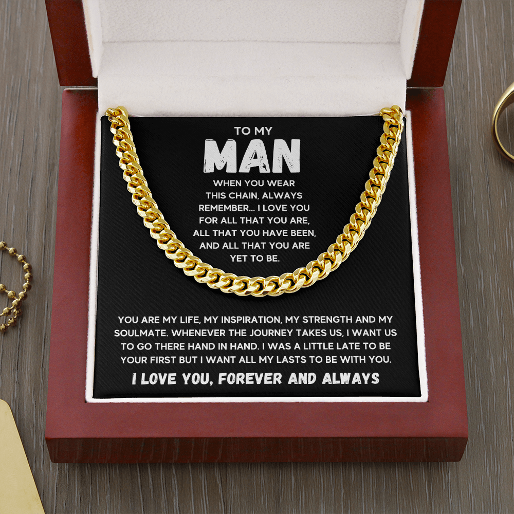 To my man cuban chain necklace for him, birthday gifts for boyfriend husband,to my husband gifts, to my boyfriend gifts - ON CLOUD NINE GIFTS