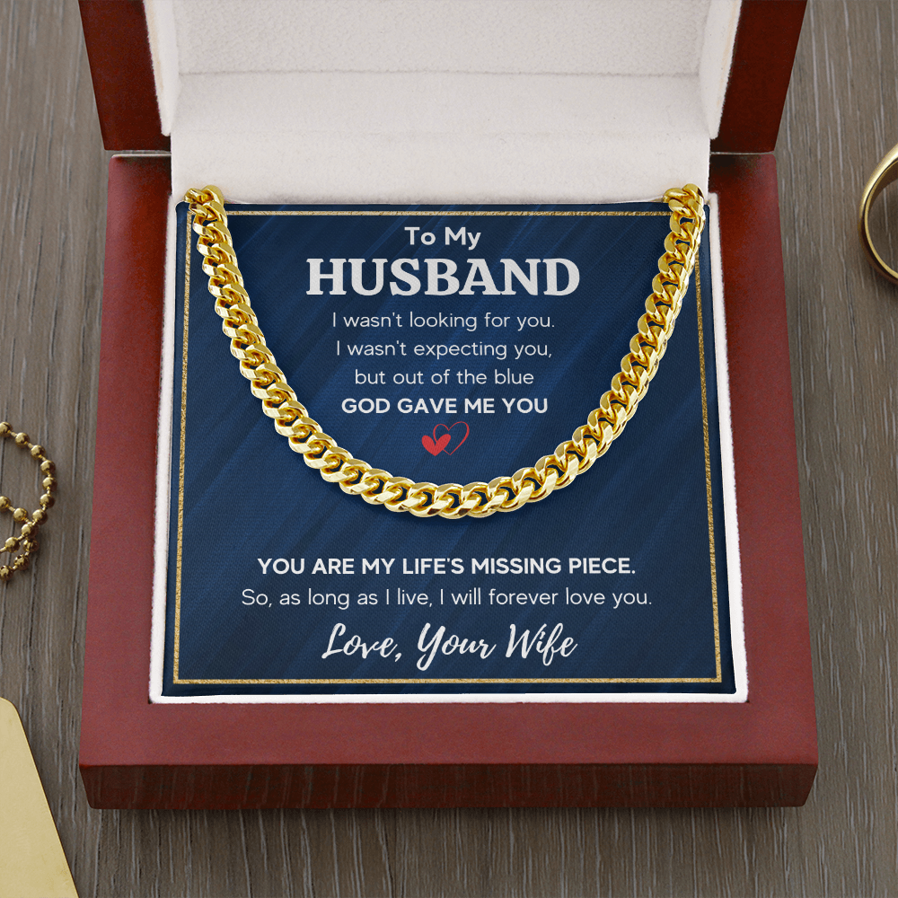 To my husband cuban chain necklace, husband necklace from wife, wife husband necklace chain, ideas for him, birthday gift for husband - ON CLOUD NINE GIFTS