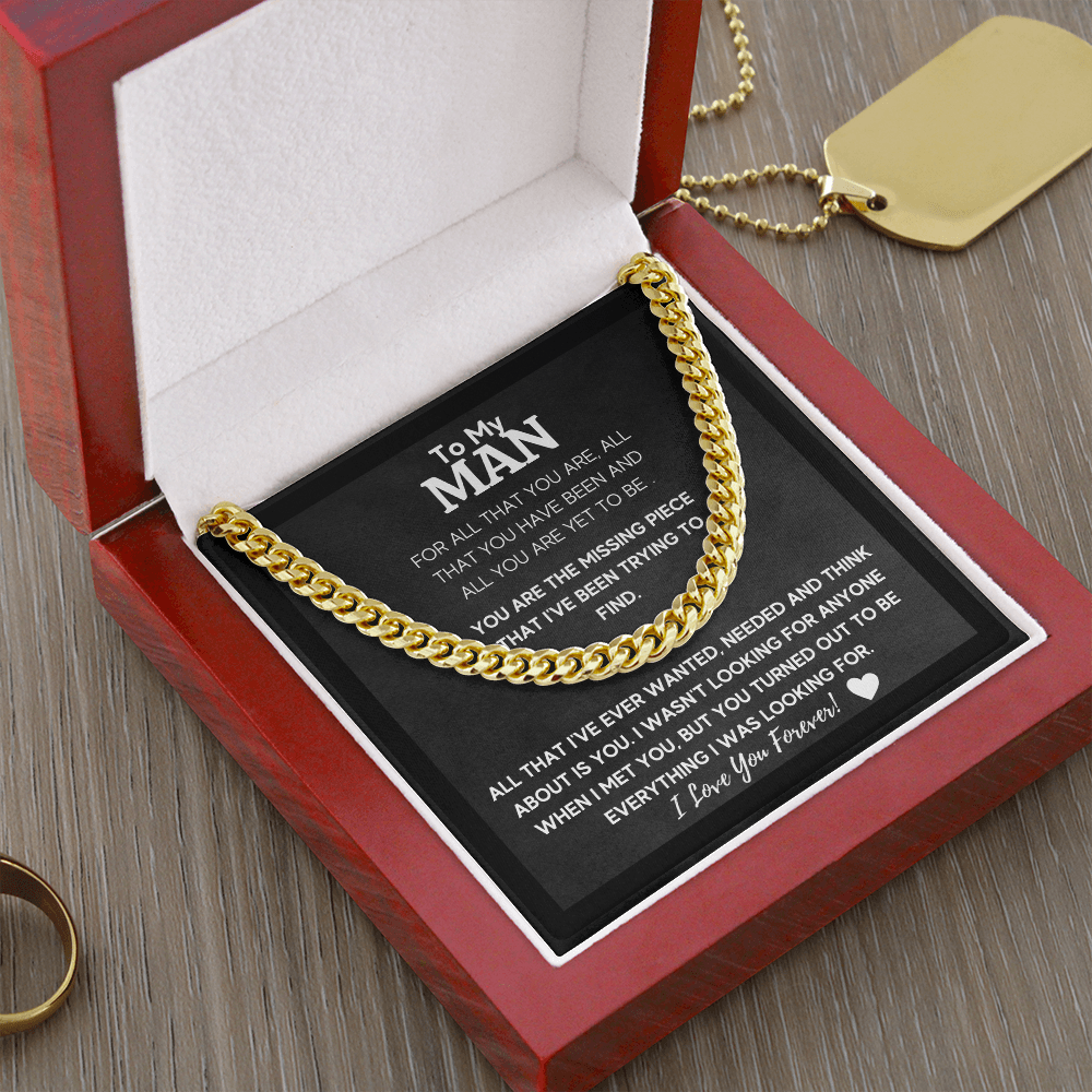 To my man cuban link chain necklace for him, birthday gifts for boyfriend husband,to my husband gifts, to my boyfriend gifts - ON CLOUD NINE GIFTS