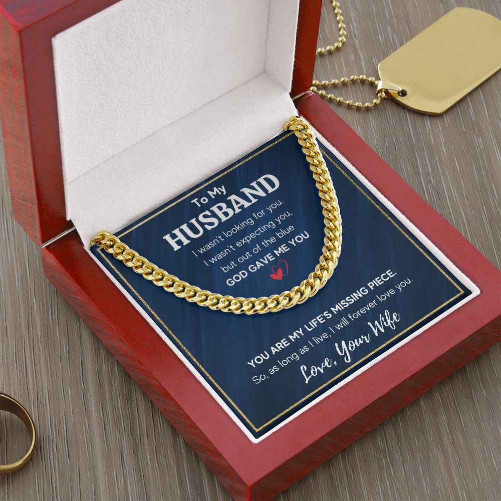 To my husband cuban chain necklace, husband necklace from wife, wife husband necklace chain, ideas for him, birthday gift for husband - ON CLOUD NINE GIFTS