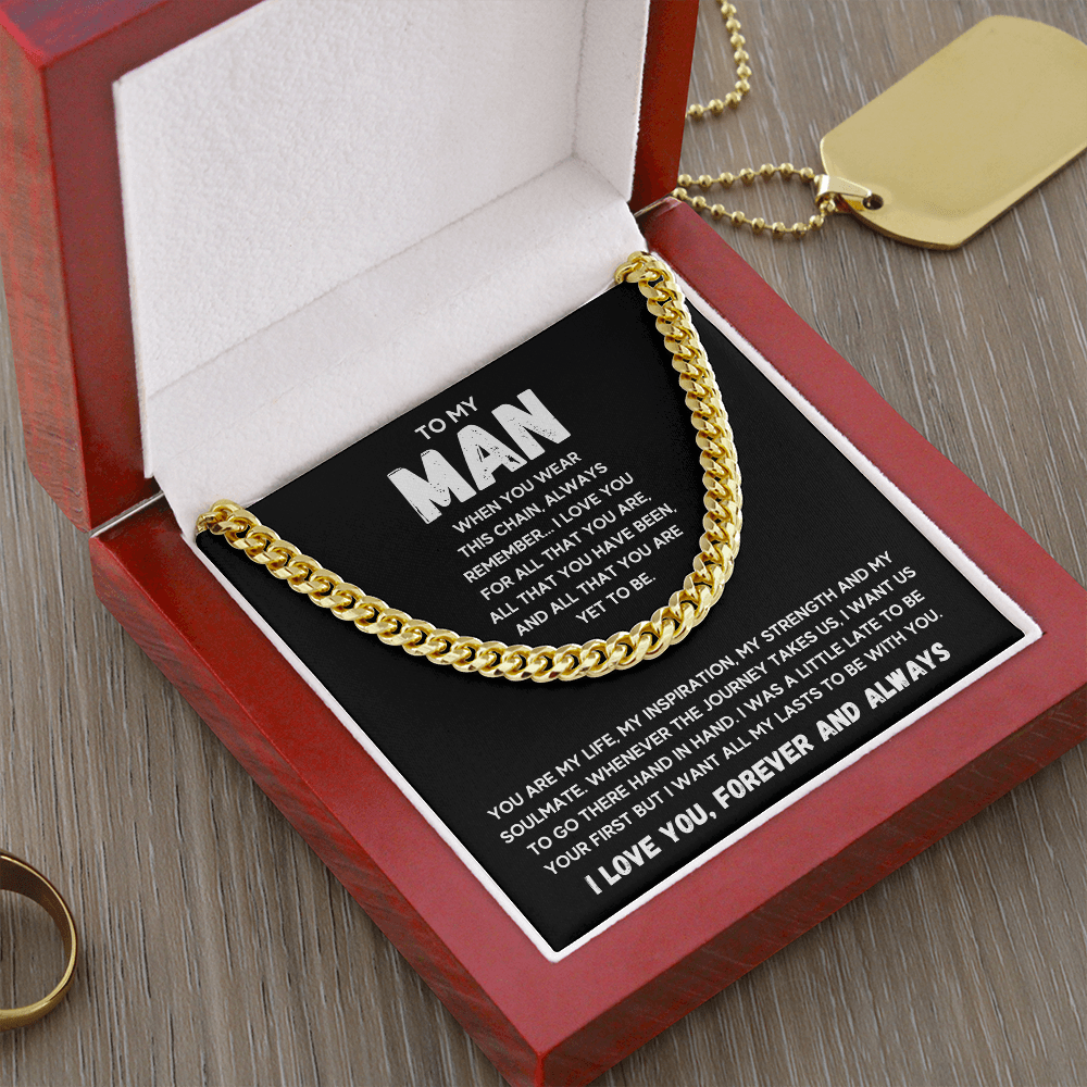 To my man cuban chain necklace for him, birthday gifts for boyfriend husband,to my husband gifts, to my boyfriend gifts - ON CLOUD NINE GIFTS