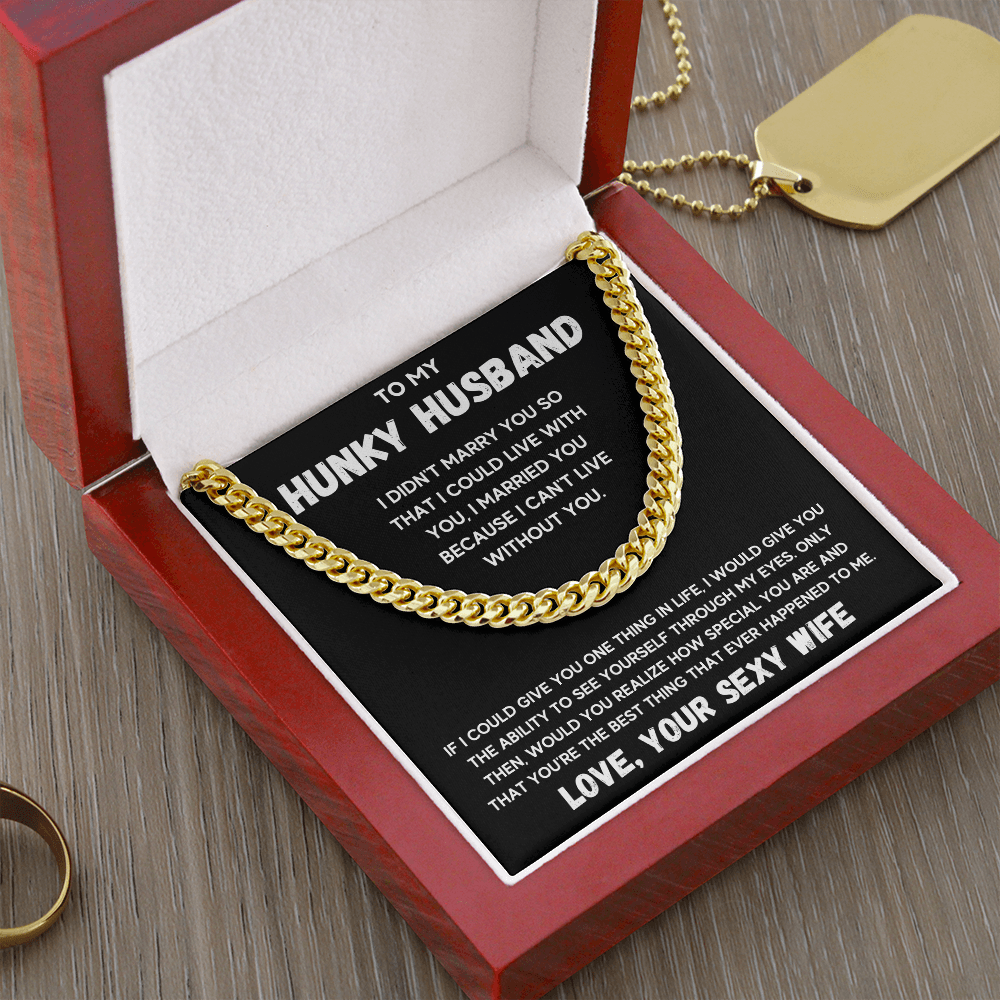 To my husband cuban chain necklace, husband necklace from wife, wife husband necklace chain, ideas for him, birthday gift for husband - ON CLOUD NINE GIFTS
