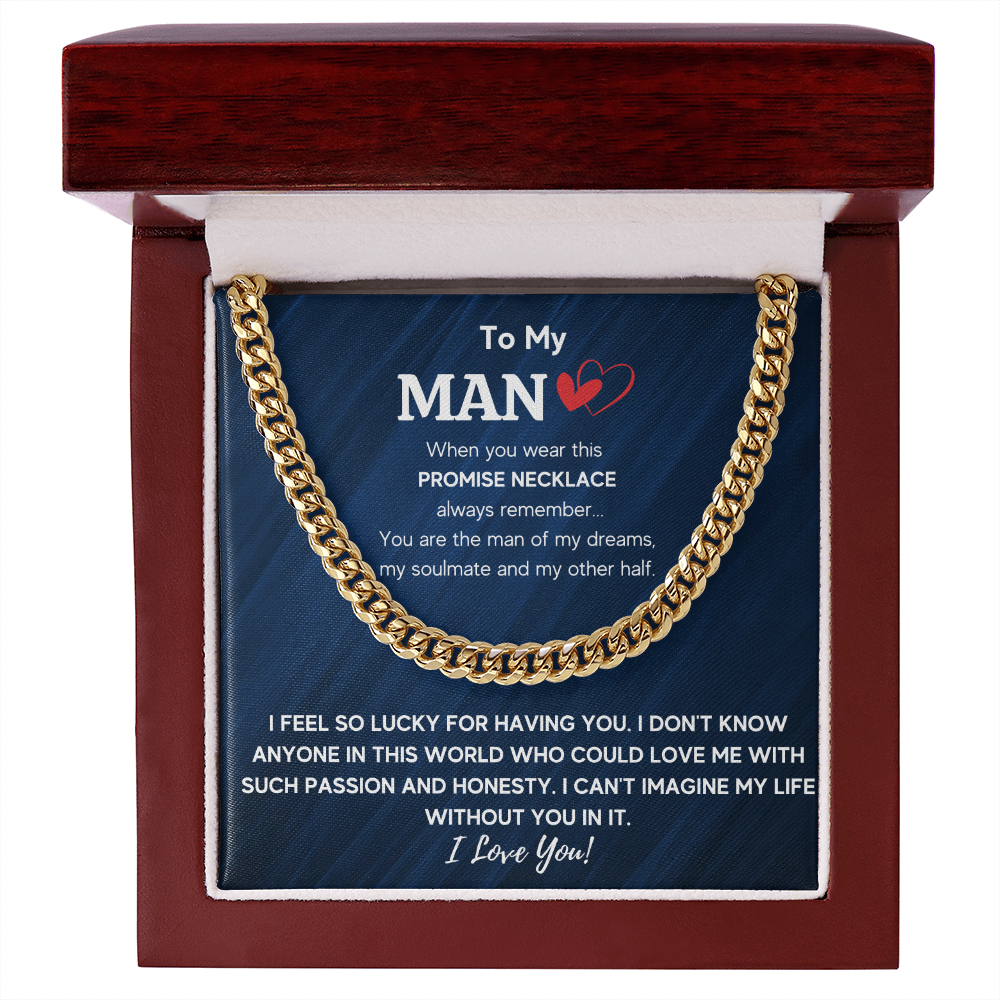 To My Man Cuban Link Chain Necklace, Husband Necklace from Wife, Necklace for Boyfriend, Mens Cuban Chain Necklace for Fiance, Mens Necklaces - ON CLOUD NINE GIFTS