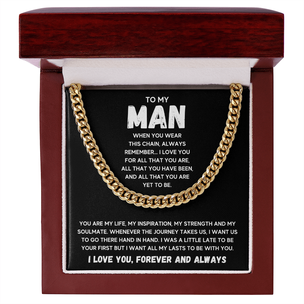 To my man cuban chain necklace for him, birthday gifts for boyfriend husband,to my husband gifts, to my boyfriend gifts - ON CLOUD NINE GIFTS