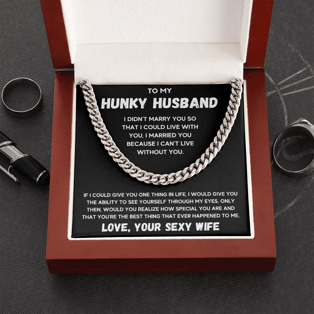 To my husband cuban chain necklace, husband necklace from wife, wife husband necklace chain, ideas for him, birthday gift for husband - ON CLOUD NINE GIFTS