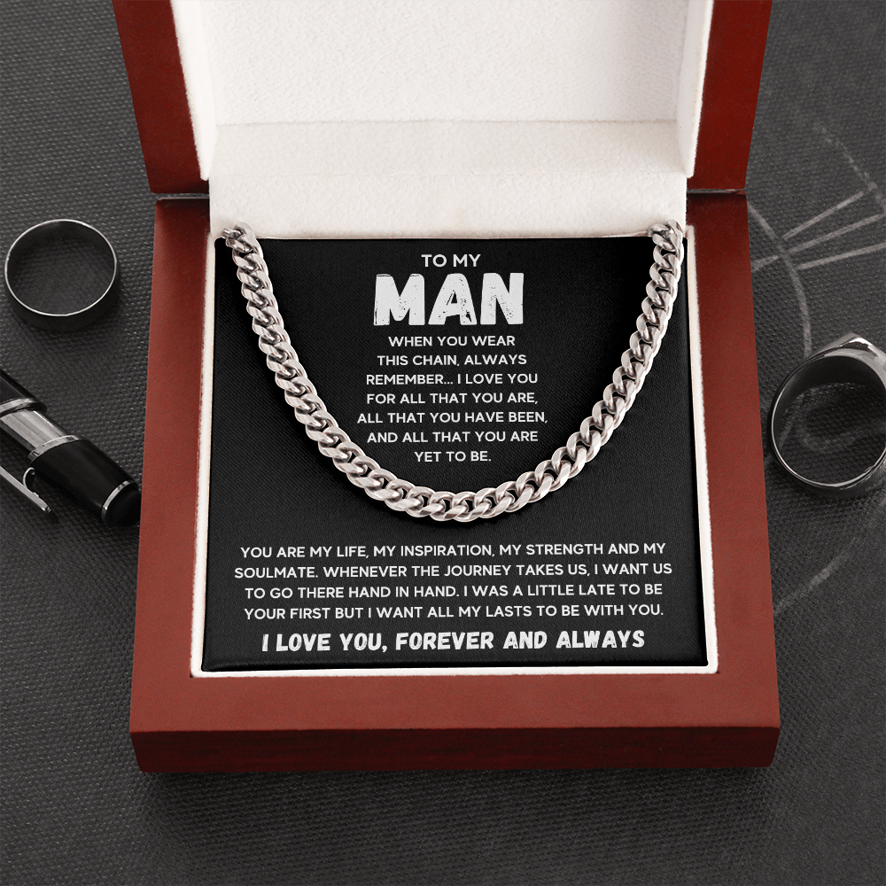To my man cuban chain necklace for him, birthday gifts for boyfriend husband,to my husband gifts, to my boyfriend gifts - ON CLOUD NINE GIFTS
