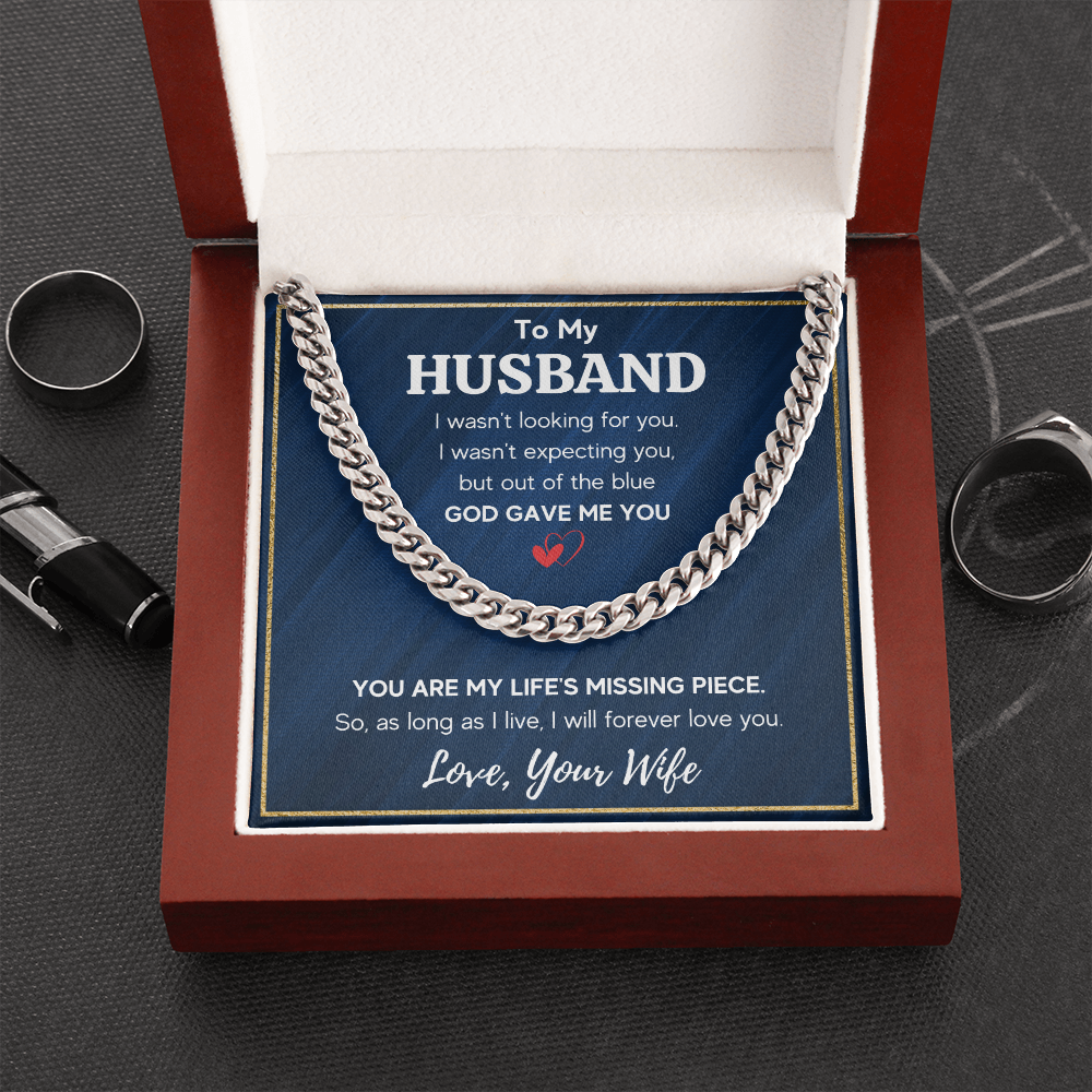 To my husband cuban chain necklace, husband necklace from wife, wife husband necklace chain, ideas for him, birthday gift for husband - ON CLOUD NINE GIFTS