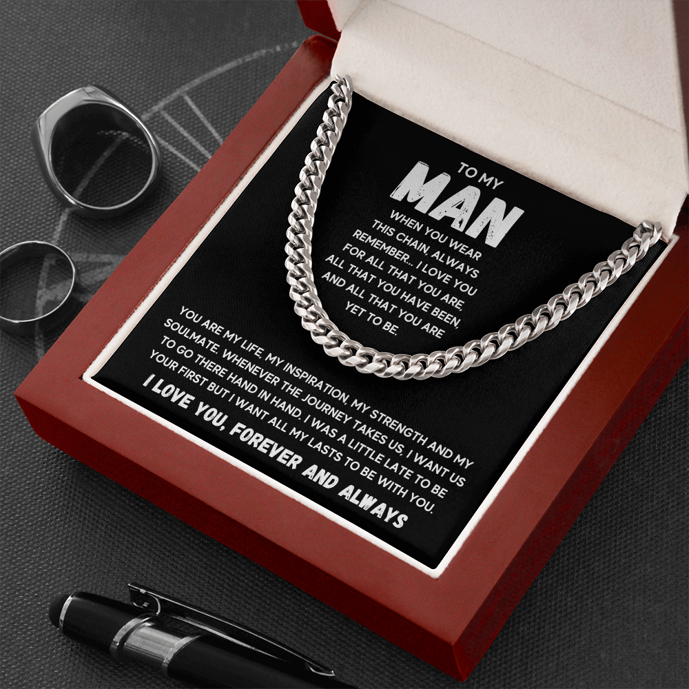 To my man cuban chain necklace for him, birthday gifts for boyfriend husband,to my husband gifts, to my boyfriend gifts - ON CLOUD NINE GIFTS