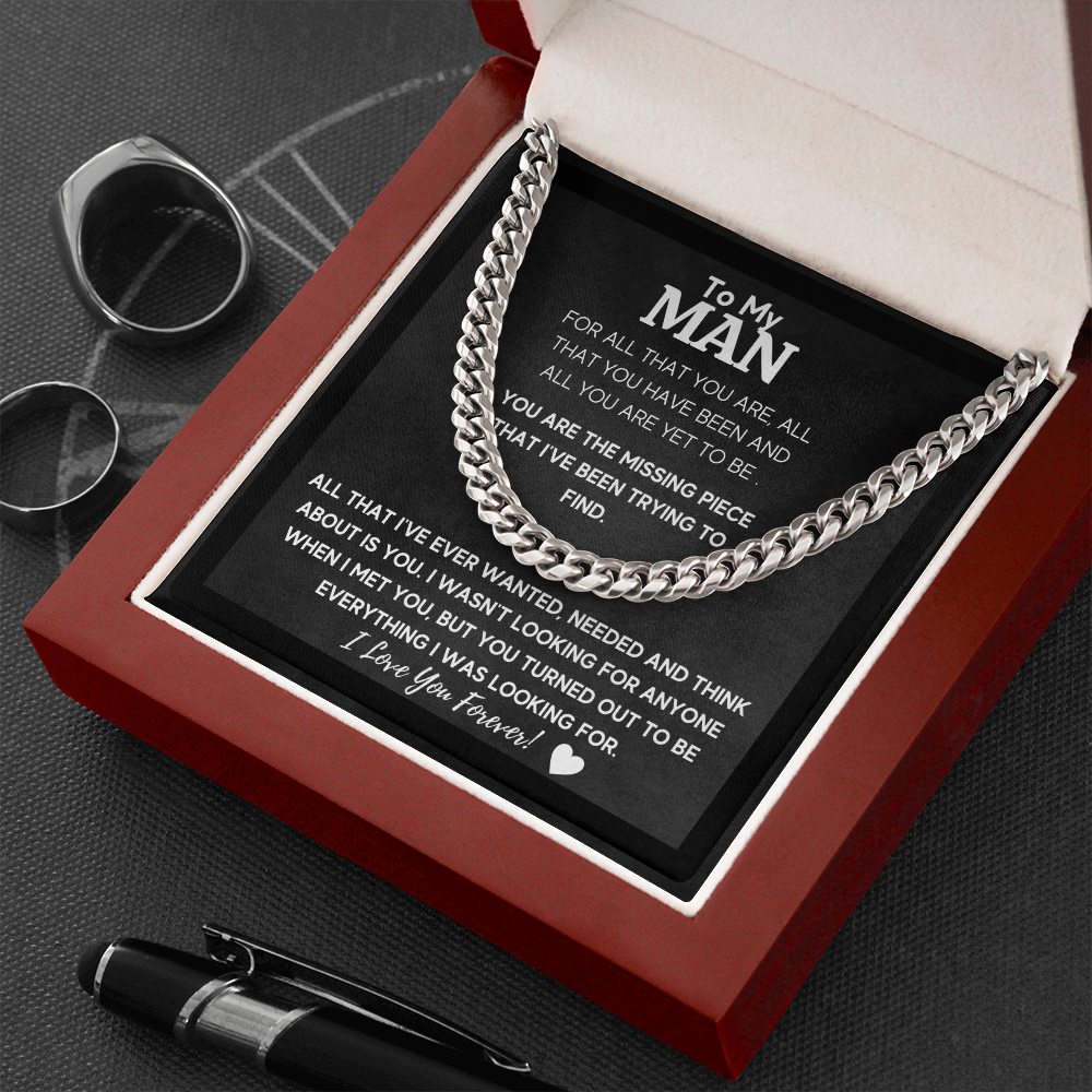 To my man cuban link chain necklace for him, birthday gifts for boyfriend husband,to my husband gifts, to my boyfriend gifts - ON CLOUD NINE GIFTS