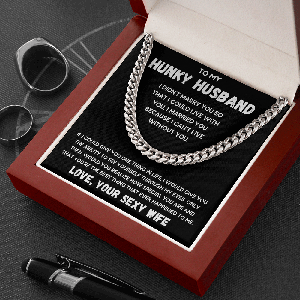 To my husband cuban chain necklace, husband necklace from wife, wife husband necklace chain, ideas for him, birthday gift for husband - ON CLOUD NINE GIFTS
