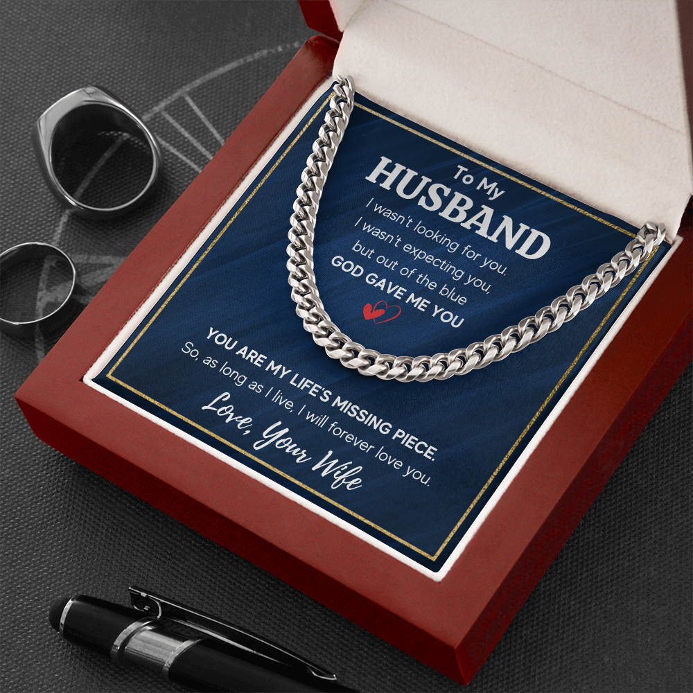 To my husband cuban chain necklace, husband necklace from wife, wife husband necklace chain, ideas for him, birthday gift for husband - ON CLOUD NINE GIFTS