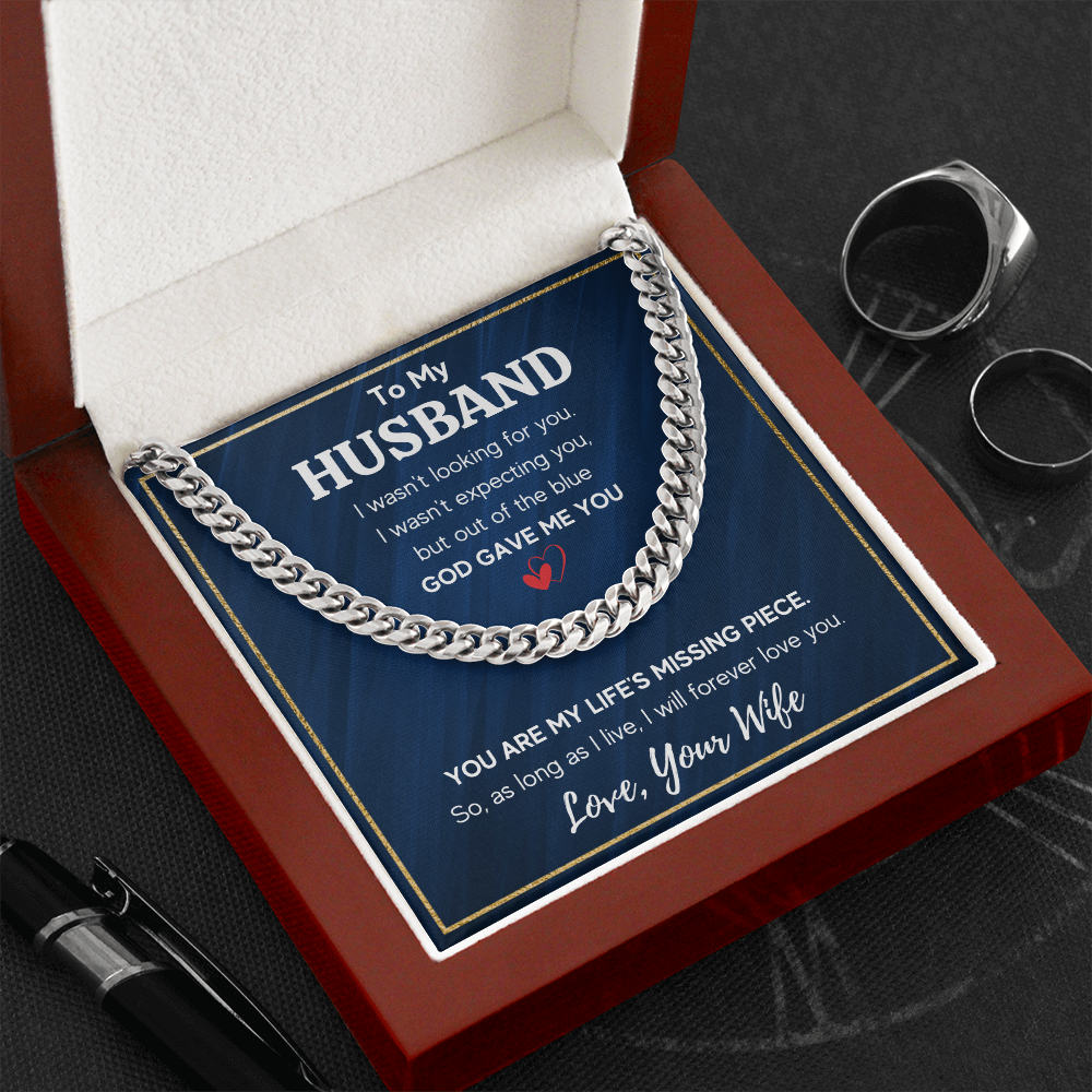 To my husband cuban chain necklace, husband necklace from wife, wife husband necklace chain, ideas for him, birthday gift for husband - ON CLOUD NINE GIFTS