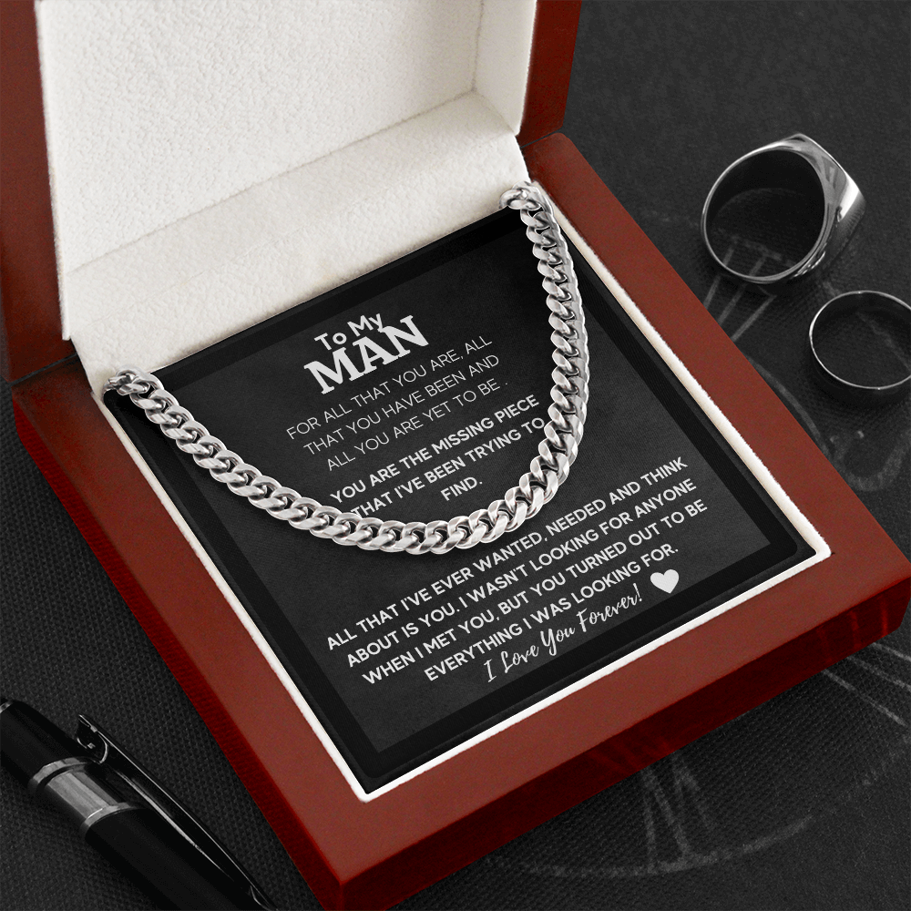 To my man cuban link chain necklace for him, birthday gifts for boyfriend husband,to my husband gifts, to my boyfriend gifts - ON CLOUD NINE GIFTS