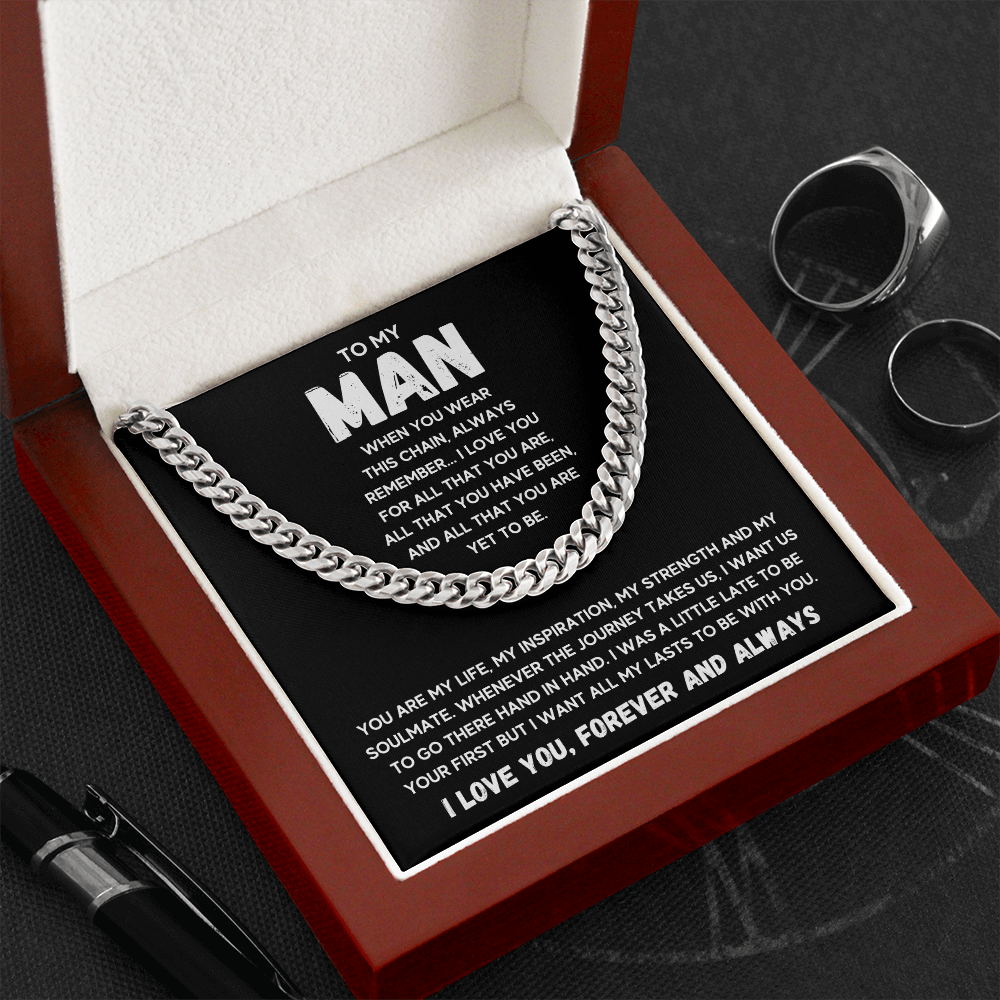 To my man cuban chain necklace for him, birthday gifts for boyfriend husband,to my husband gifts, to my boyfriend gifts - ON CLOUD NINE GIFTS
