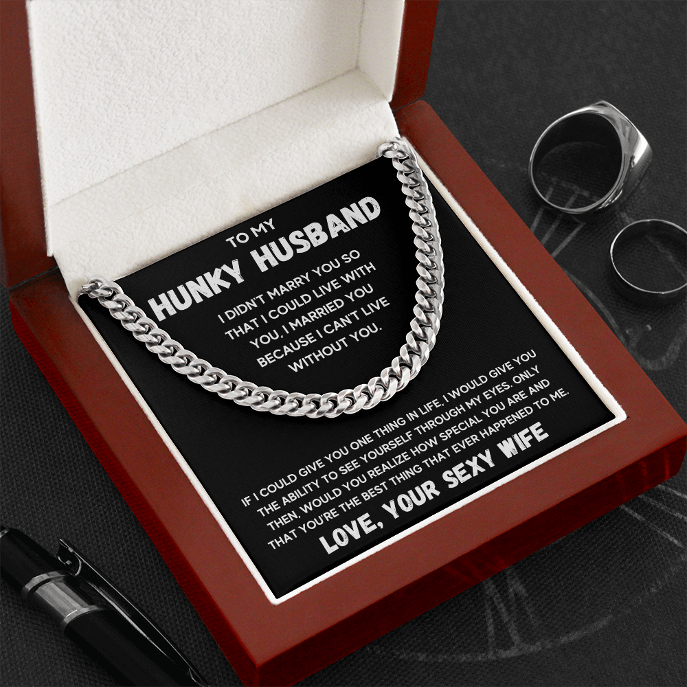 To my husband cuban chain necklace, husband necklace from wife, wife husband necklace chain, ideas for him, birthday gift for husband - ON CLOUD NINE GIFTS