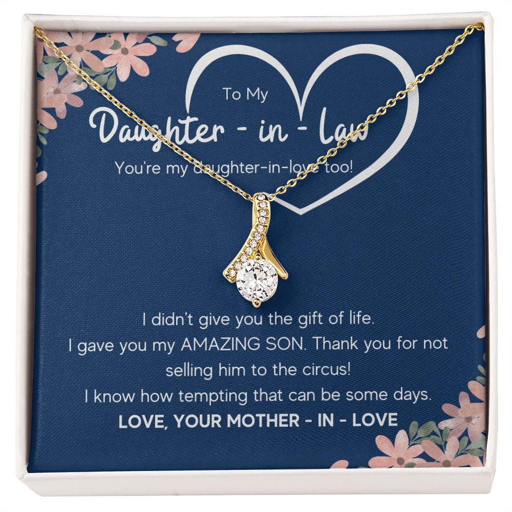 to my daughter in law necklace daughter in law gifts for wedding day gifts for daughter in law from mother in law necklace present - ON CLOUD NINE GIFTS