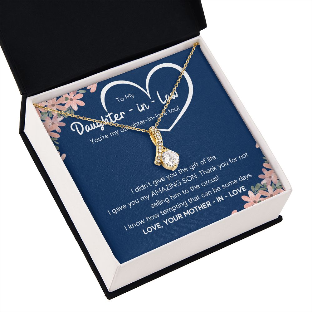 to my daughter in law necklace daughter in law gifts for wedding day gifts for daughter in law from mother in law necklace present - ON CLOUD NINE GIFTS