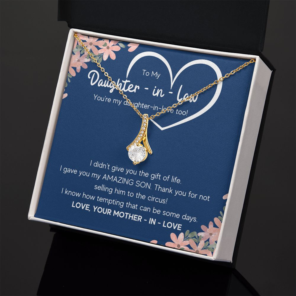 to my daughter in law necklace daughter in law gifts for wedding day gifts for daughter in law from mother in law necklace present - ON CLOUD NINE GIFTS