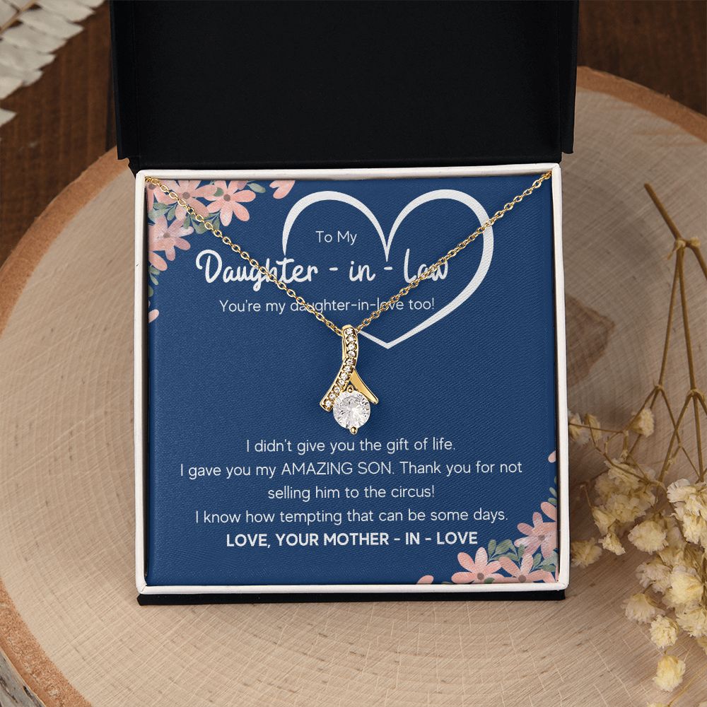 to my daughter in law necklace daughter in law gifts for wedding day gifts for daughter in law from mother in law necklace present - ON CLOUD NINE GIFTS