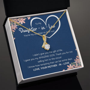 to my daughter in law necklace daughter in law gifts for wedding day gifts for daughter in law from mother in law necklace present - ON CLOUD NINE GIFTS