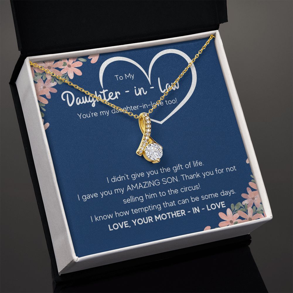 to my daughter in law necklace daughter in law gifts for wedding day gifts for daughter in law from mother in law necklace present - ON CLOUD NINE GIFTS