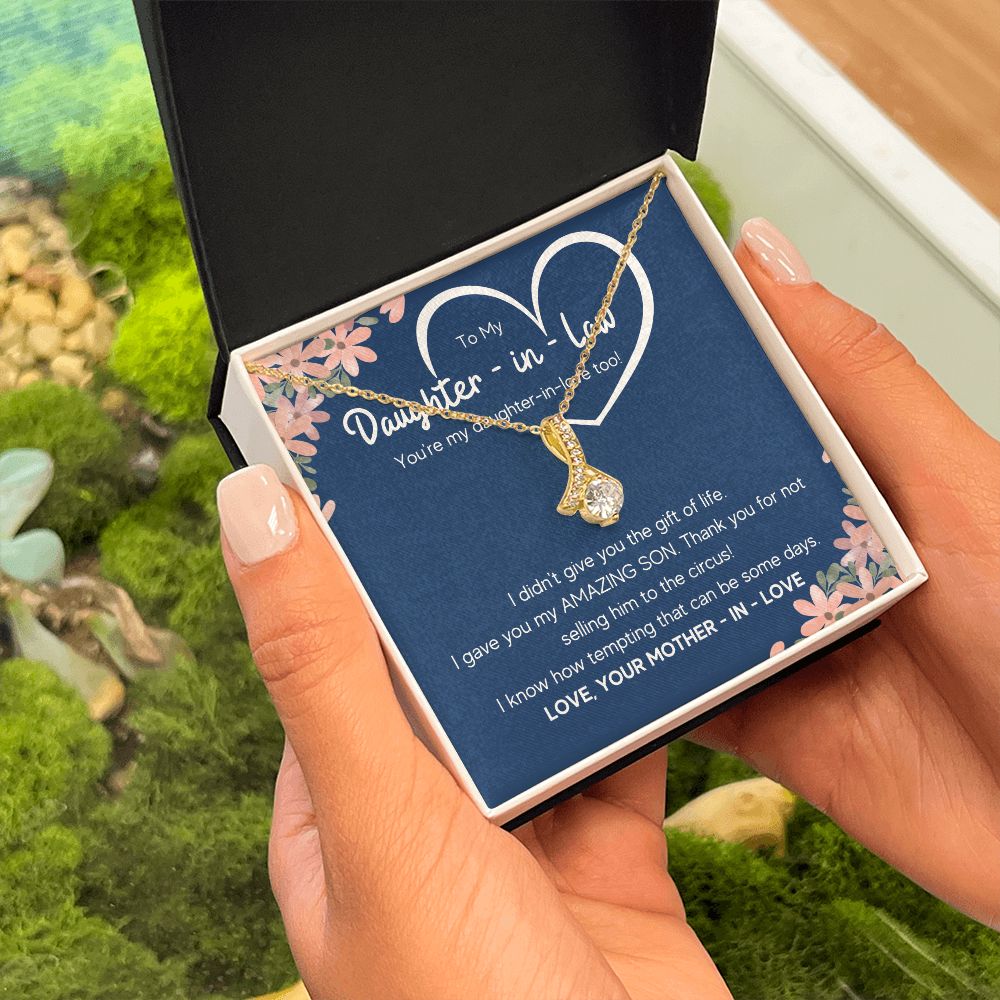 to my daughter in law necklace daughter in law gifts for wedding day gifts for daughter in law from mother in law necklace present - ON CLOUD NINE GIFTS