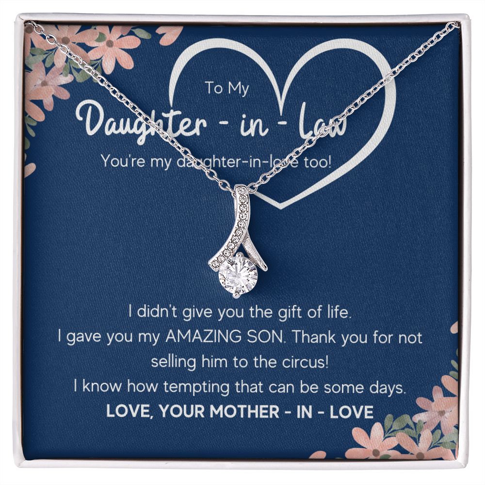 to my daughter in law necklace daughter in law gifts for wedding day gifts for daughter in law from mother in law necklace present - ON CLOUD NINE GIFTS