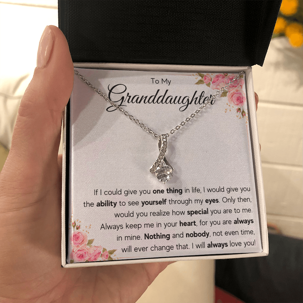 granddaughter pendant, jewerly,granddaughter necklace gifts from grandma, granddaughter birthday, valentine day gift, message card necklace - ON CLOUD NINE GIFTS