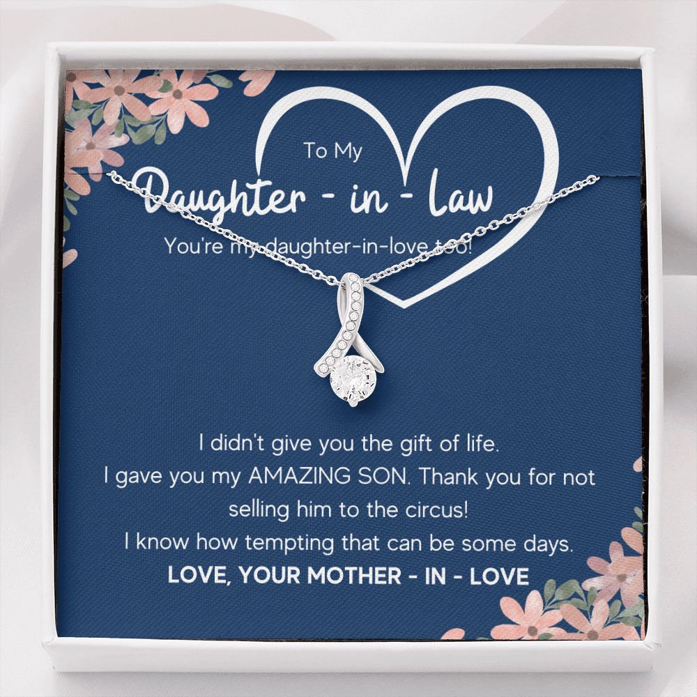 to my daughter in law necklace daughter in law gifts for wedding day gifts for daughter in law from mother in law necklace present - ON CLOUD NINE GIFTS