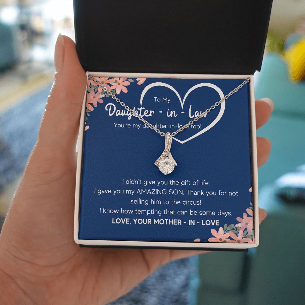 to my daughter in law necklace daughter in law gifts for wedding day gifts for daughter in law from mother in law necklace present - ON CLOUD NINE GIFTS