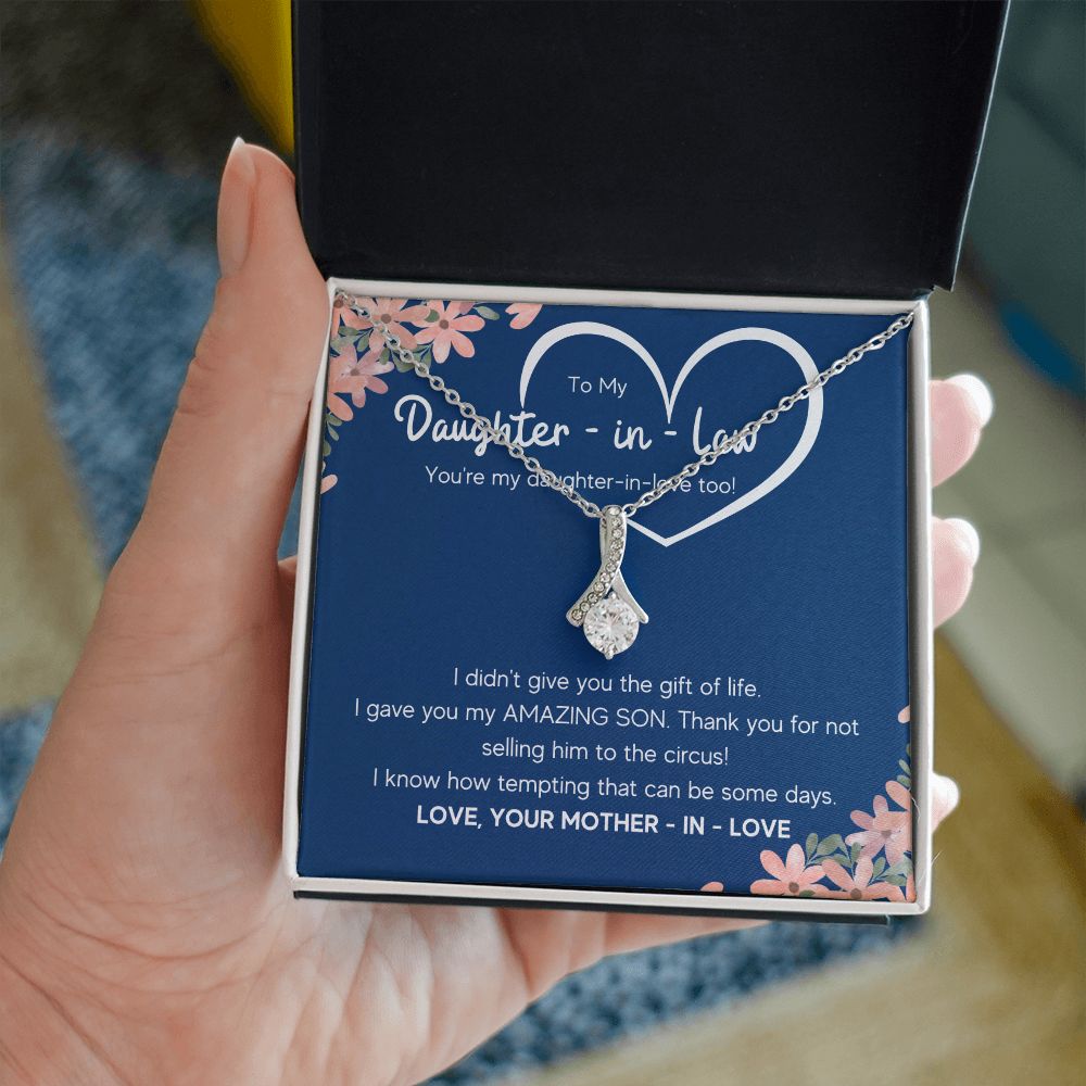 to my daughter in law necklace daughter in law gifts for wedding day gifts for daughter in law from mother in law necklace present - ON CLOUD NINE GIFTS