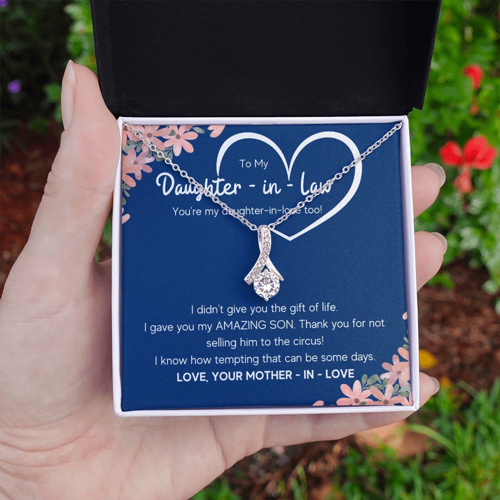 to my daughter in law necklace daughter in law gifts for wedding day gifts for daughter in law from mother in law necklace present - ON CLOUD NINE GIFTS