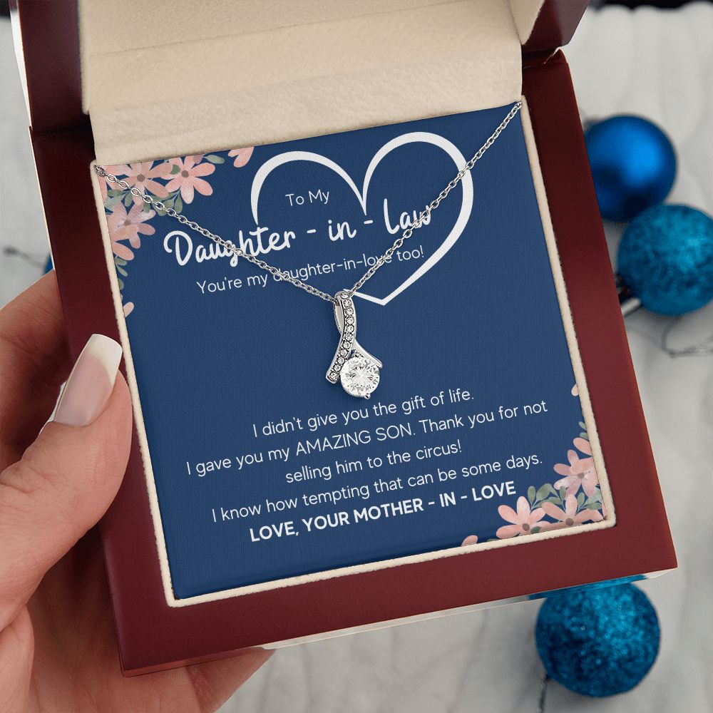 to my daughter in law necklace daughter in law gifts for wedding day gifts for daughter in law from mother in law necklace present - ON CLOUD NINE GIFTS