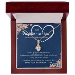 to my daughter in law necklace daughter in law gifts for wedding day gifts for daughter in law from mother in law necklace present - ON CLOUD NINE GIFTS