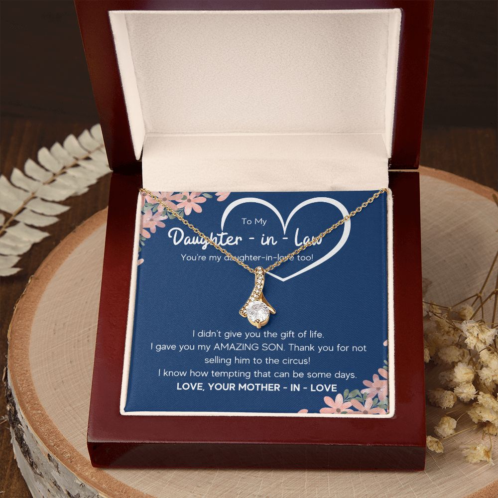 to my daughter in law necklace daughter in law gifts for wedding day gifts for daughter in law from mother in law necklace present - ON CLOUD NINE GIFTS