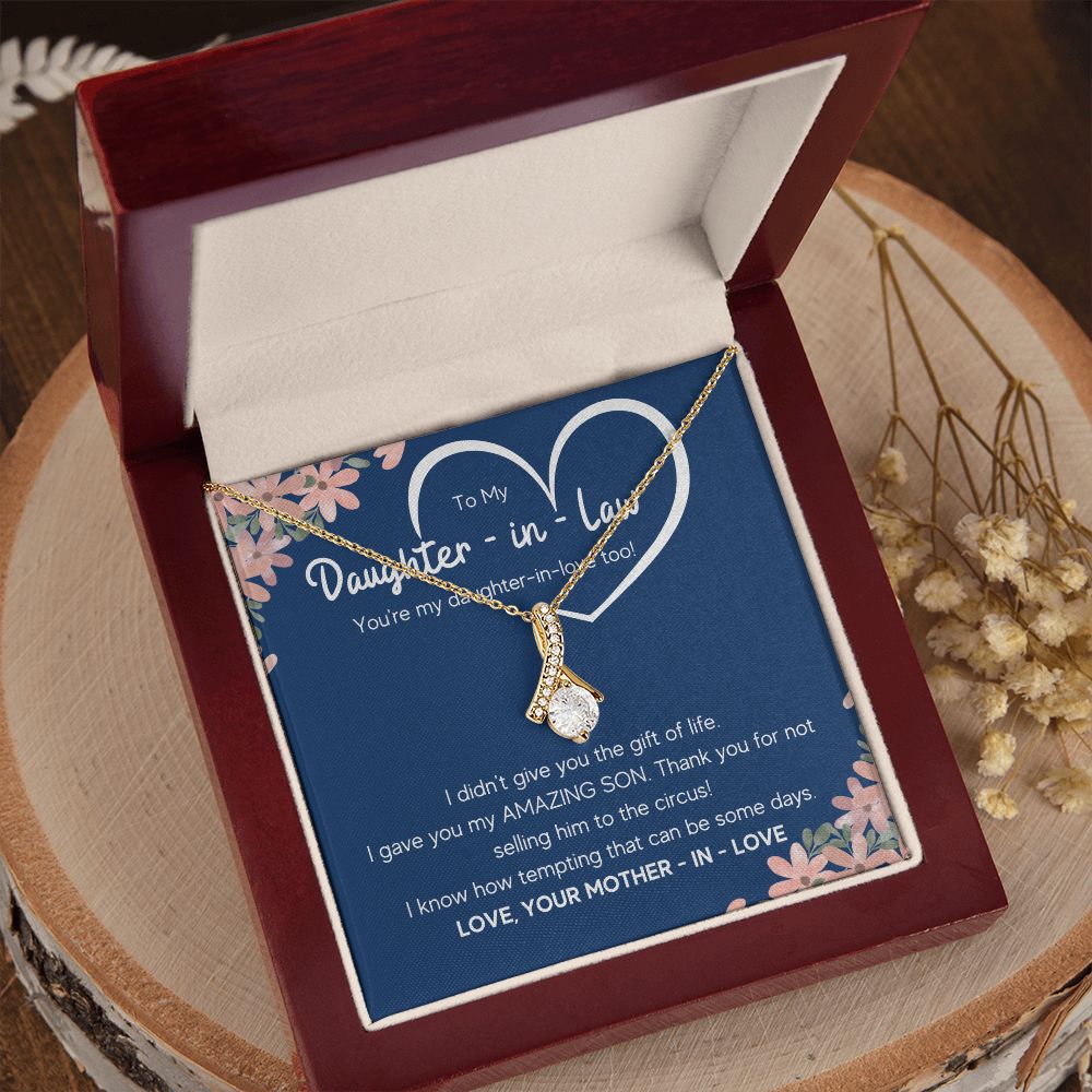 to my daughter in law necklace daughter in law gifts for wedding day gifts for daughter in law from mother in law necklace present - ON CLOUD NINE GIFTS