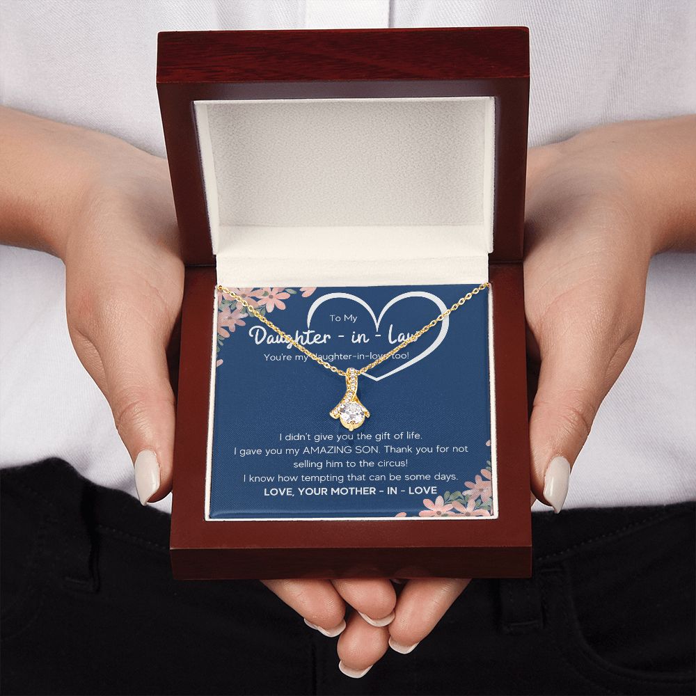 to my daughter in law necklace daughter in law gifts for wedding day gifts for daughter in law from mother in law necklace present - ON CLOUD NINE GIFTS