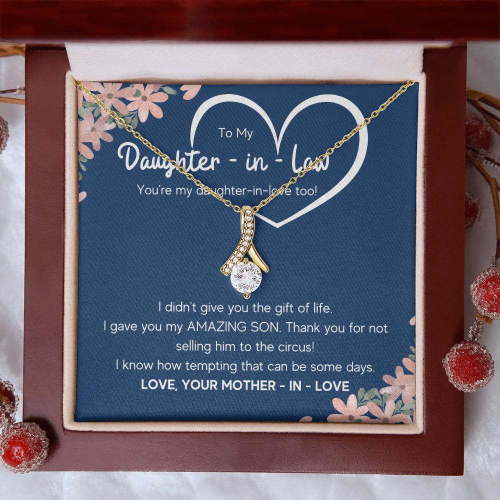 to my daughter in law necklace daughter in law gifts for wedding day gifts for daughter in law from mother in law necklace present - ON CLOUD NINE GIFTS