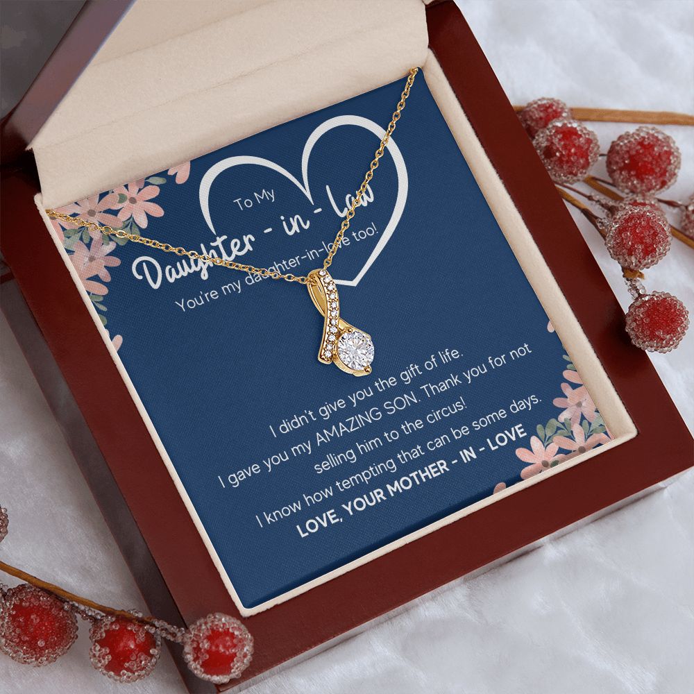 to my daughter in law necklace daughter in law gifts for wedding day gifts for daughter in law from mother in law necklace present - ON CLOUD NINE GIFTS