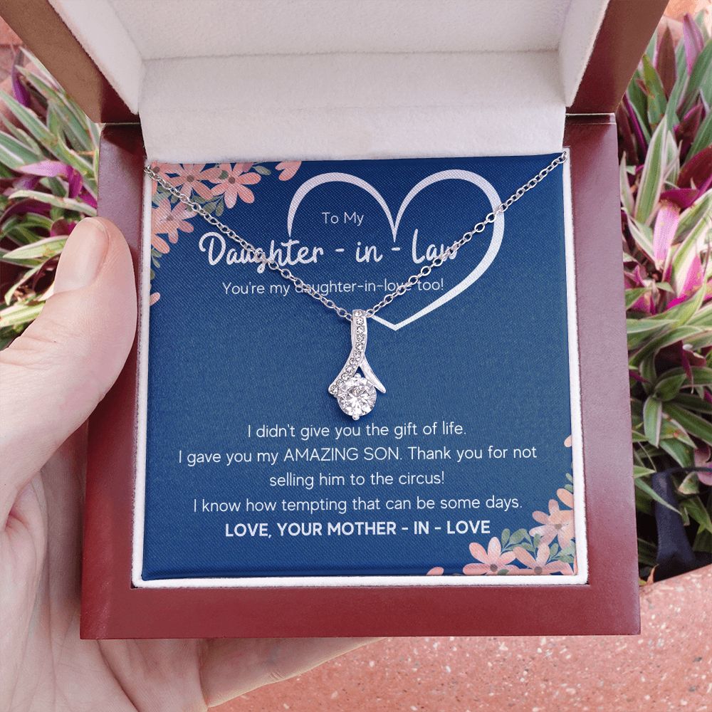 to my daughter in law necklace daughter in law gifts for wedding day gifts for daughter in law from mother in law necklace present - ON CLOUD NINE GIFTS