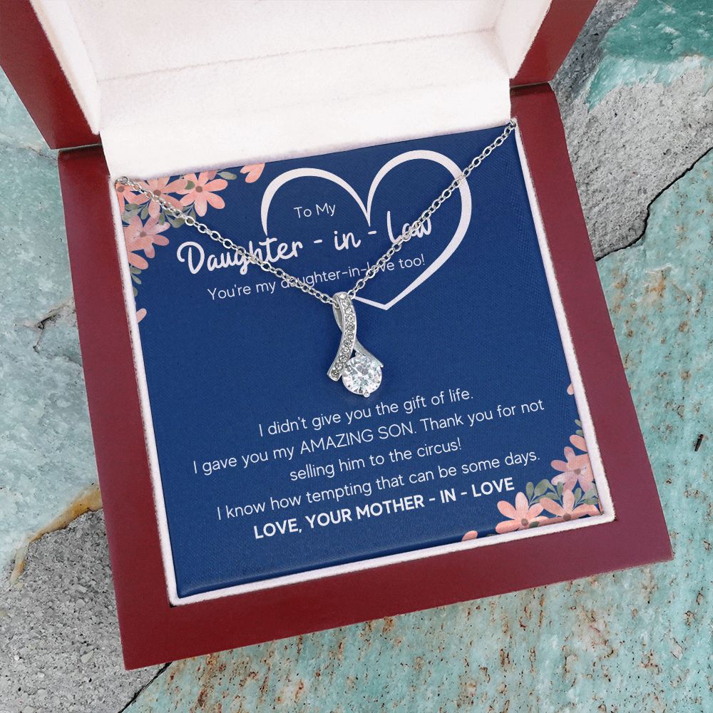 to my daughter in law necklace daughter in law gifts for wedding day gifts for daughter in law from mother in law necklace present - ON CLOUD NINE GIFTS
