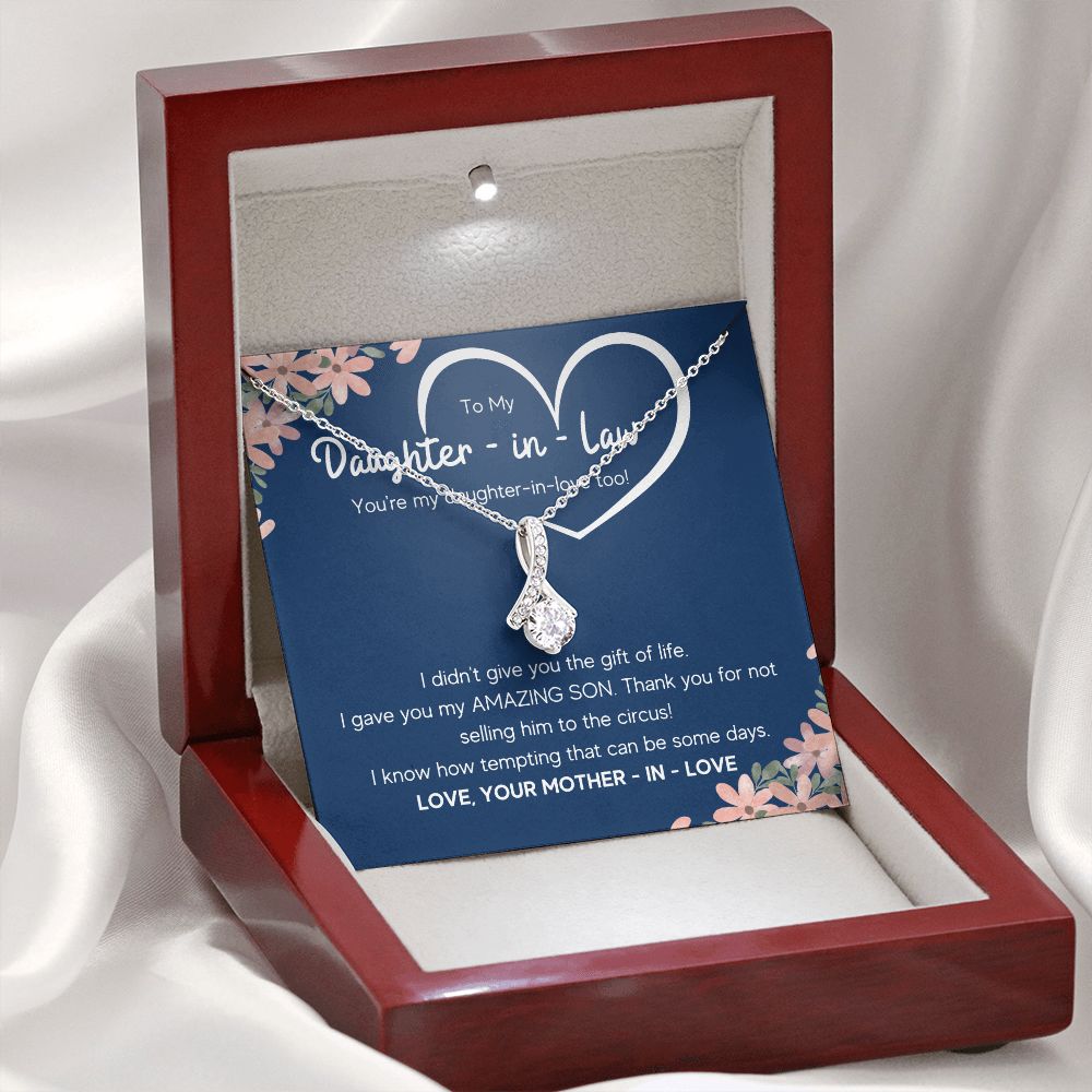to my daughter in law necklace daughter in law gifts for wedding day gifts for daughter in law from mother in law necklace present - ON CLOUD NINE GIFTS