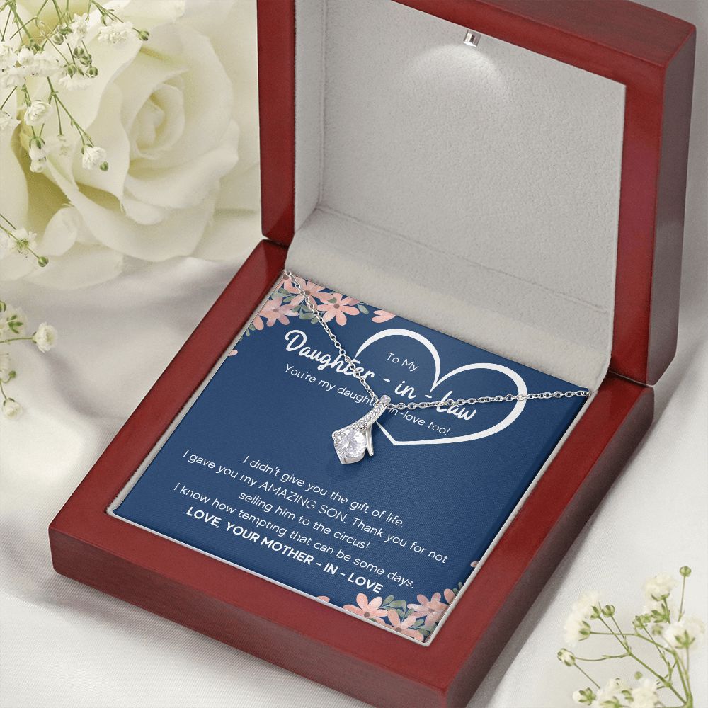 to my daughter in law necklace daughter in law gifts for wedding day gifts for daughter in law from mother in law necklace present - ON CLOUD NINE GIFTS
