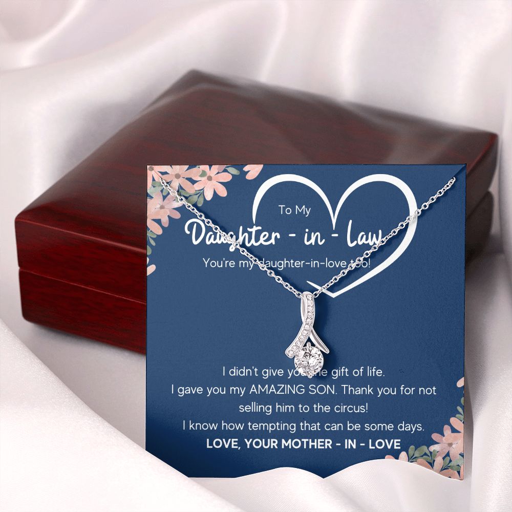 to my daughter in law necklace daughter in law gifts for wedding day gifts for daughter in law from mother in law necklace present - ON CLOUD NINE GIFTS