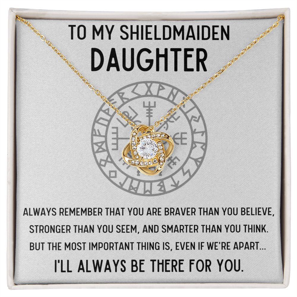 TO MY SHIELDMAIDEN DAUGHTER BRAVER LOVE KNOT NECKLACE GIFT SET - ON CLOUD NINE GIFTS