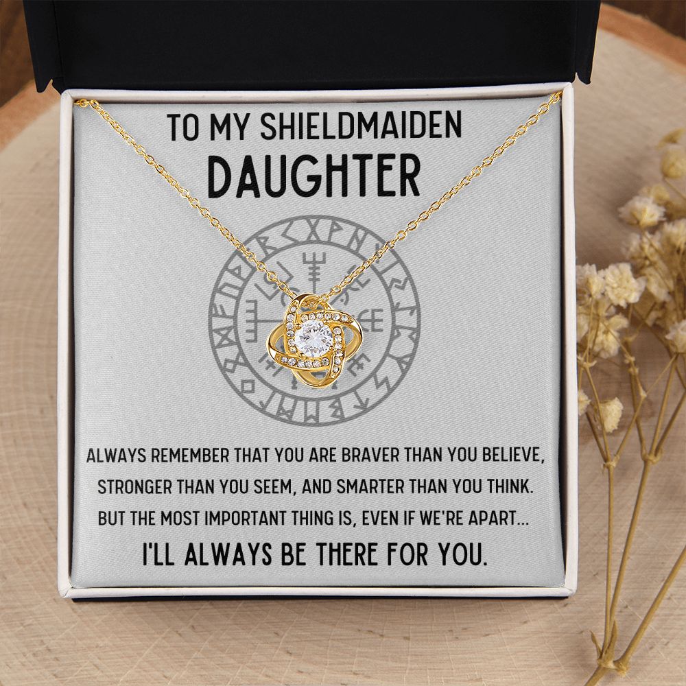 TO MY SHIELDMAIDEN DAUGHTER BRAVER LOVE KNOT NECKLACE GIFT SET - ON CLOUD NINE GIFTS