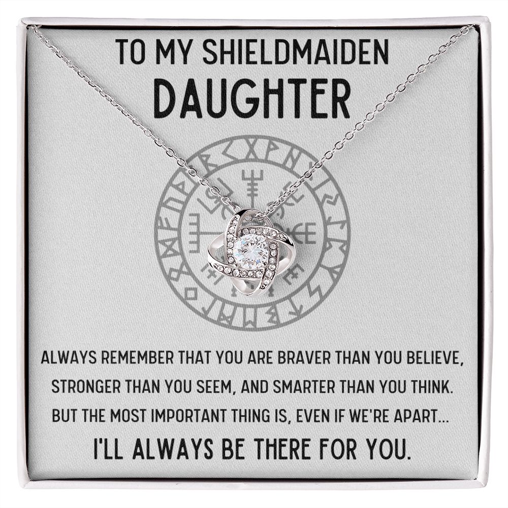 TO MY SHIELDMAIDEN DAUGHTER BRAVER LOVE KNOT NECKLACE GIFT SET - ON CLOUD NINE GIFTS